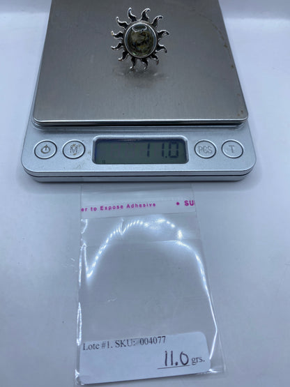 Anillo Sol de Plata Ajustable con Piedra Natural — Étnico Taxco — foto 6