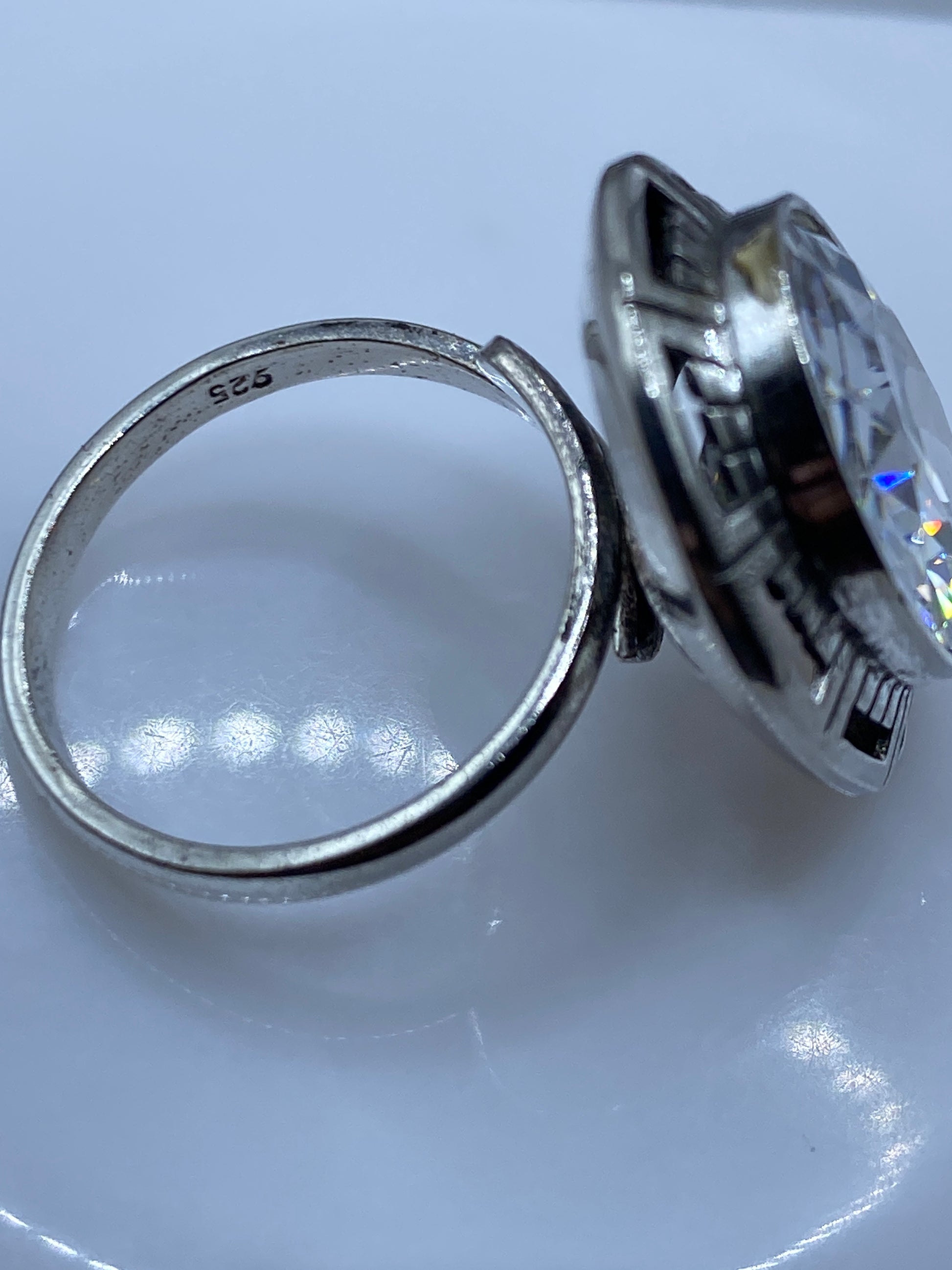 Anillo de Plata Art Déco Circonia Cristalina — Ajustable — foto 5