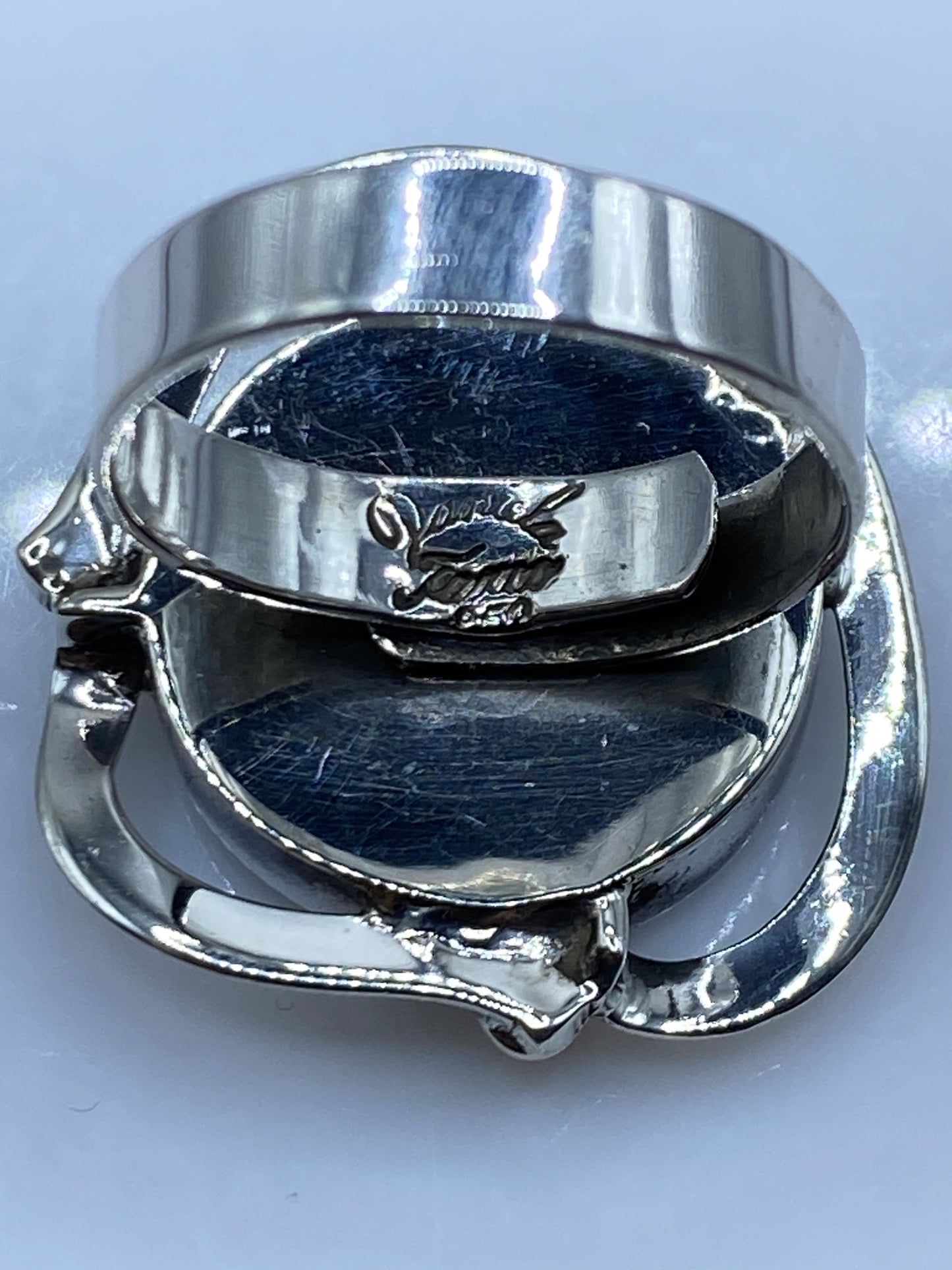 Anillo de Plata .950 con Turquesa Azul Cielo — Ajustable — foto 5