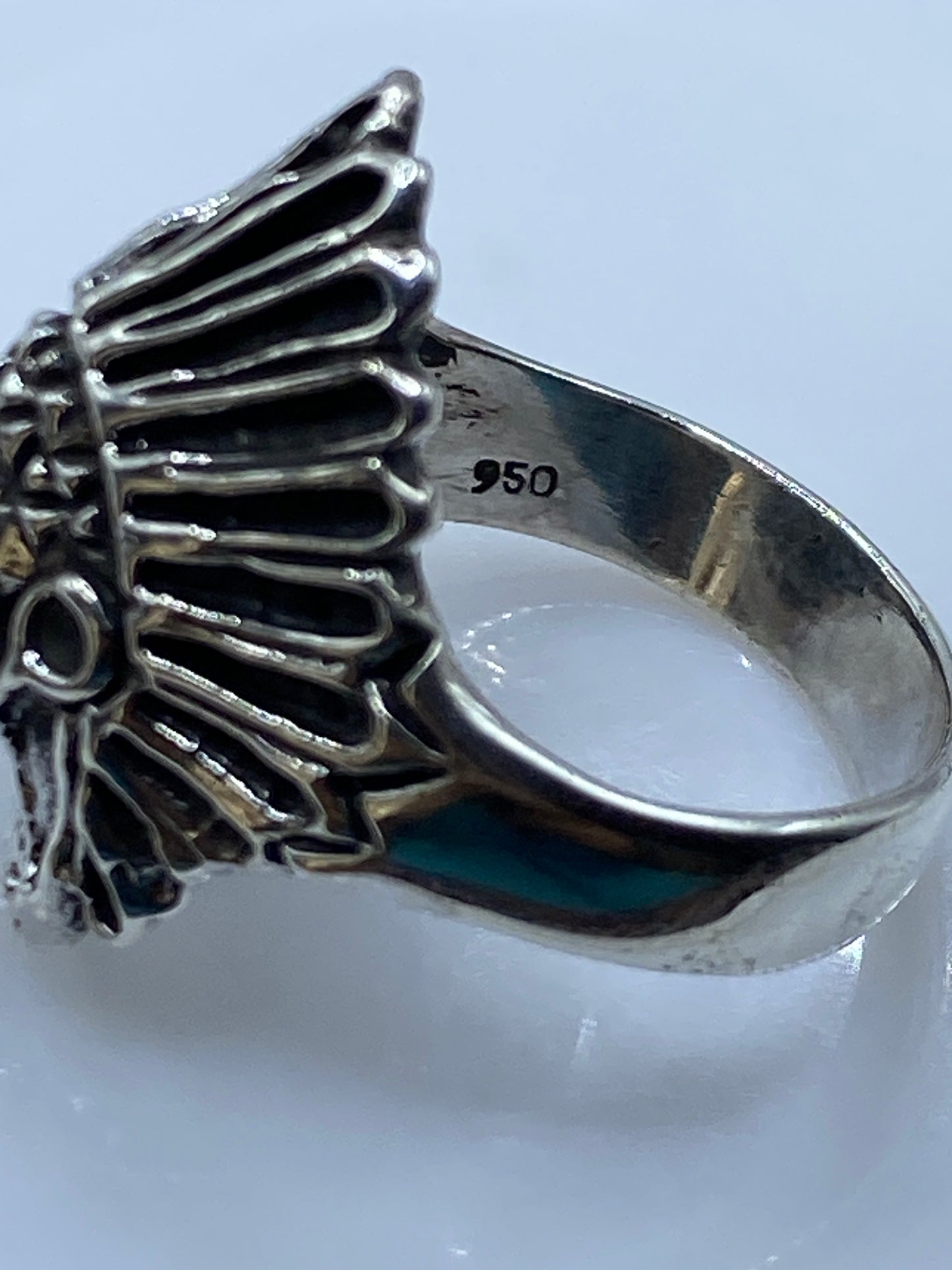 Anillo Plata .950 Guerrero Azteca — Talla 11 — foto 5