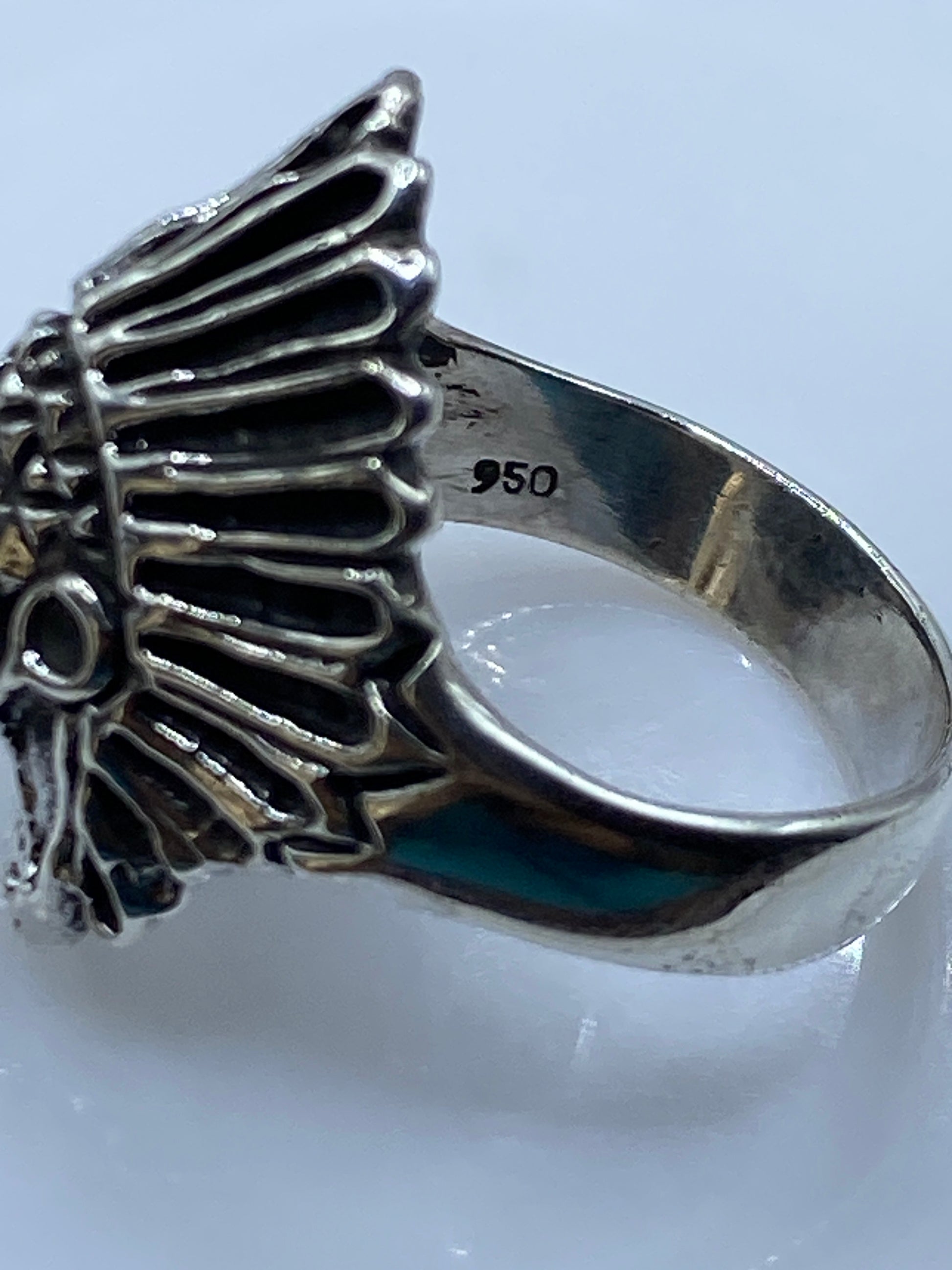 Anillo Plata .950 Guerrero Azteca — Talla 11 — foto 5