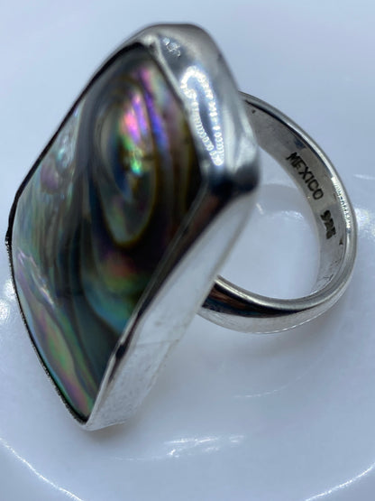 Anillo Ajustable de Plata con Piedra Iridiscente — Multicolor — foto 5