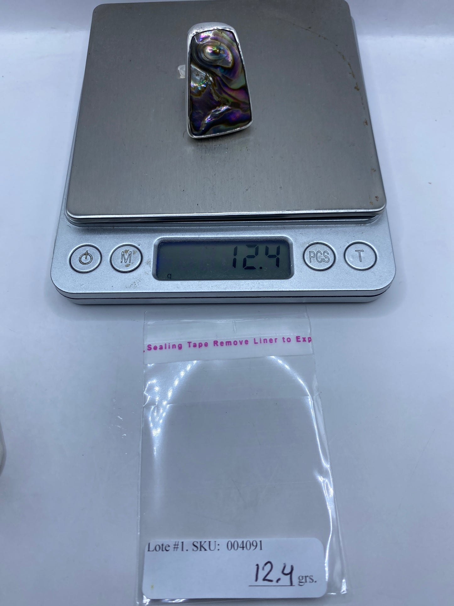 Anillo Ajustable de Plata con Piedra Iridiscente — Multicolor — foto 6