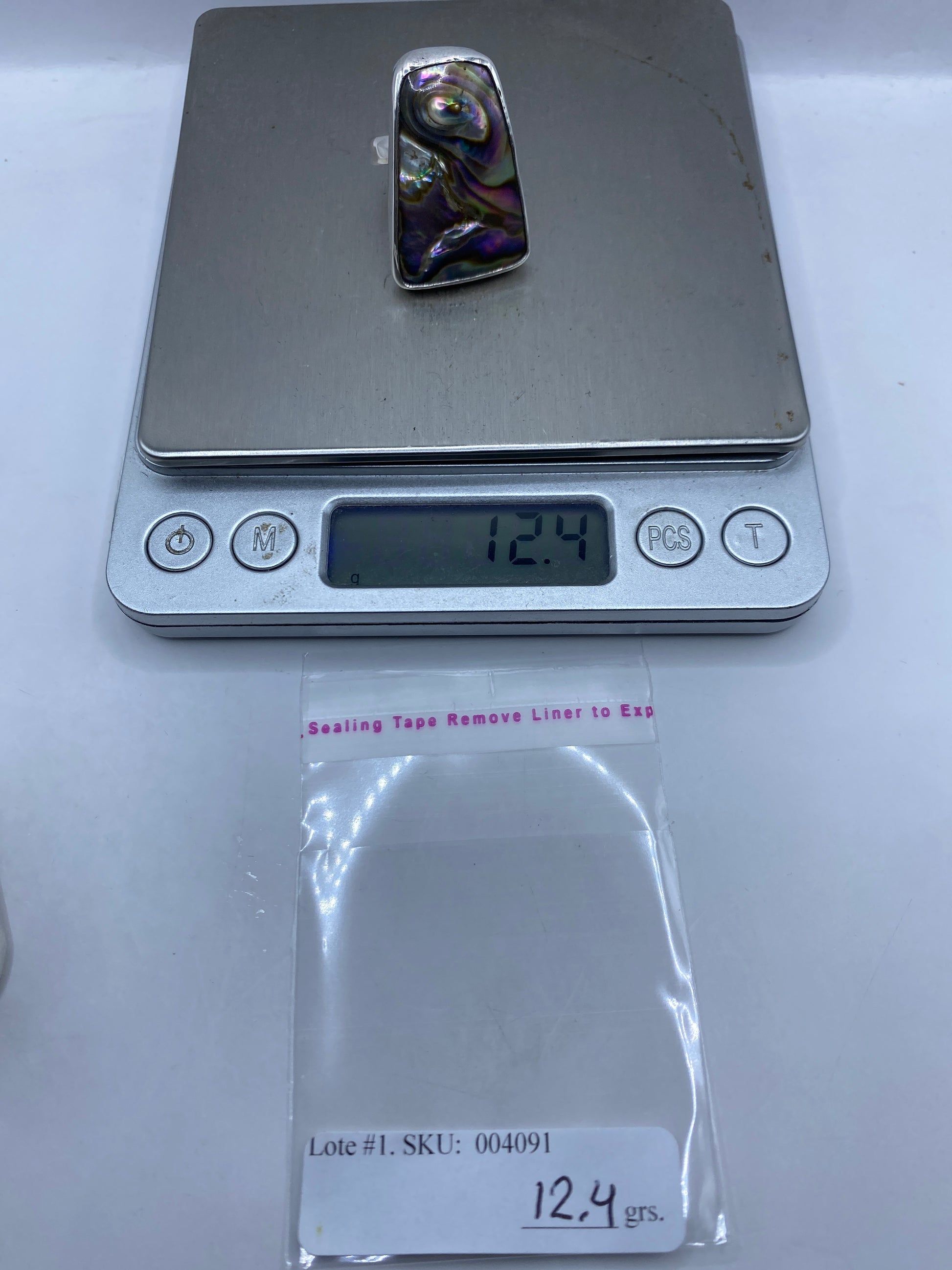 Anillo Ajustable de Plata con Piedra Iridiscente — Multicolor — foto 6
