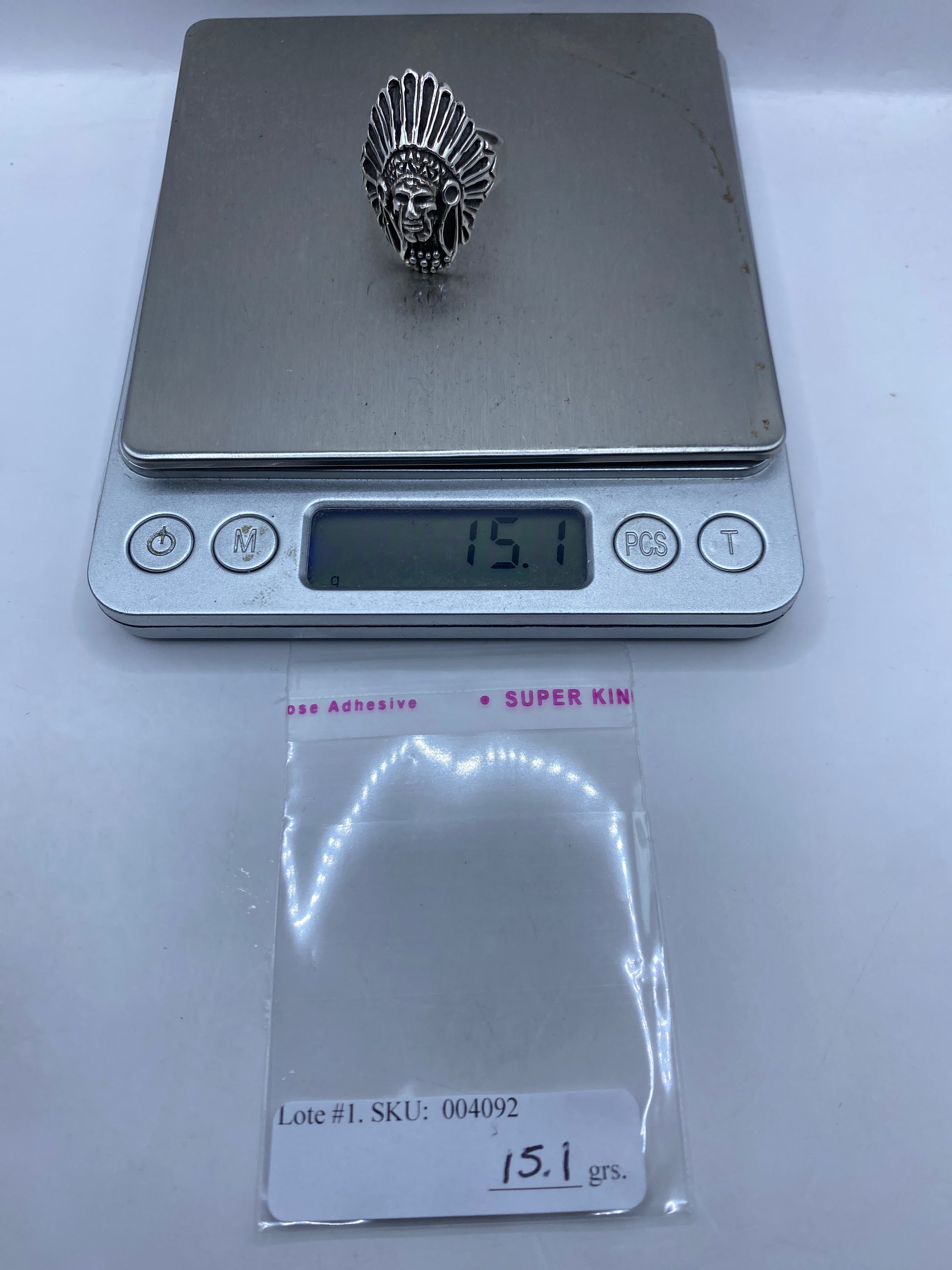 Anillo Prehispánico de Plata .950 — Guerrero Azteca Macizo — foto 5