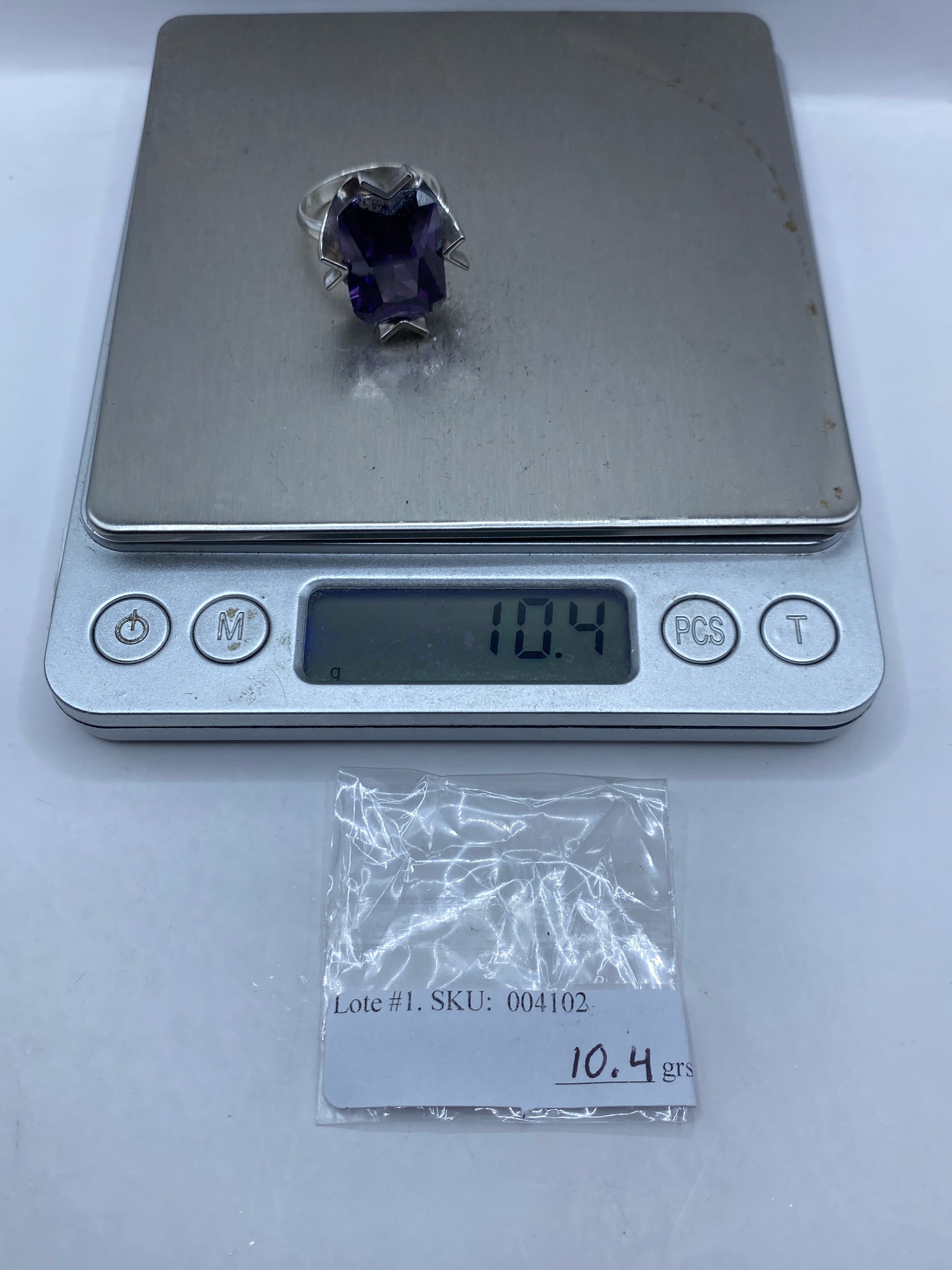 Anillo de Plata Circonia Morada Facetada — Geométrico Moderno — foto 6