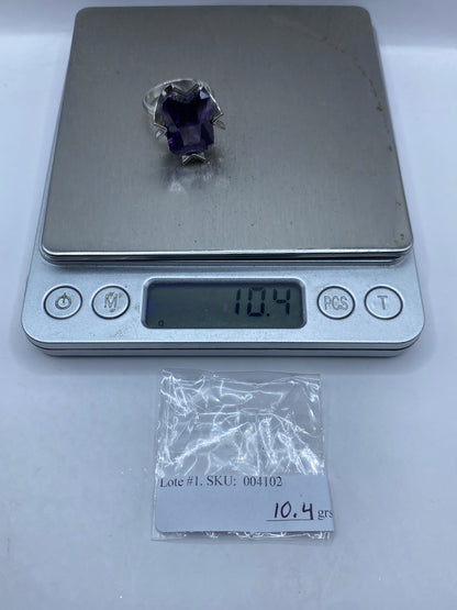 Anillo de Plata Circonia Morada Facetada — Geométrico Moderno — foto 6