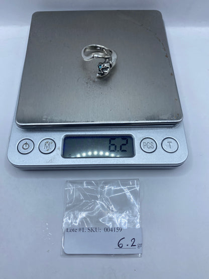 Anillo de Plata Mano con Circonia Azul — Diseño Escultural — foto 5
