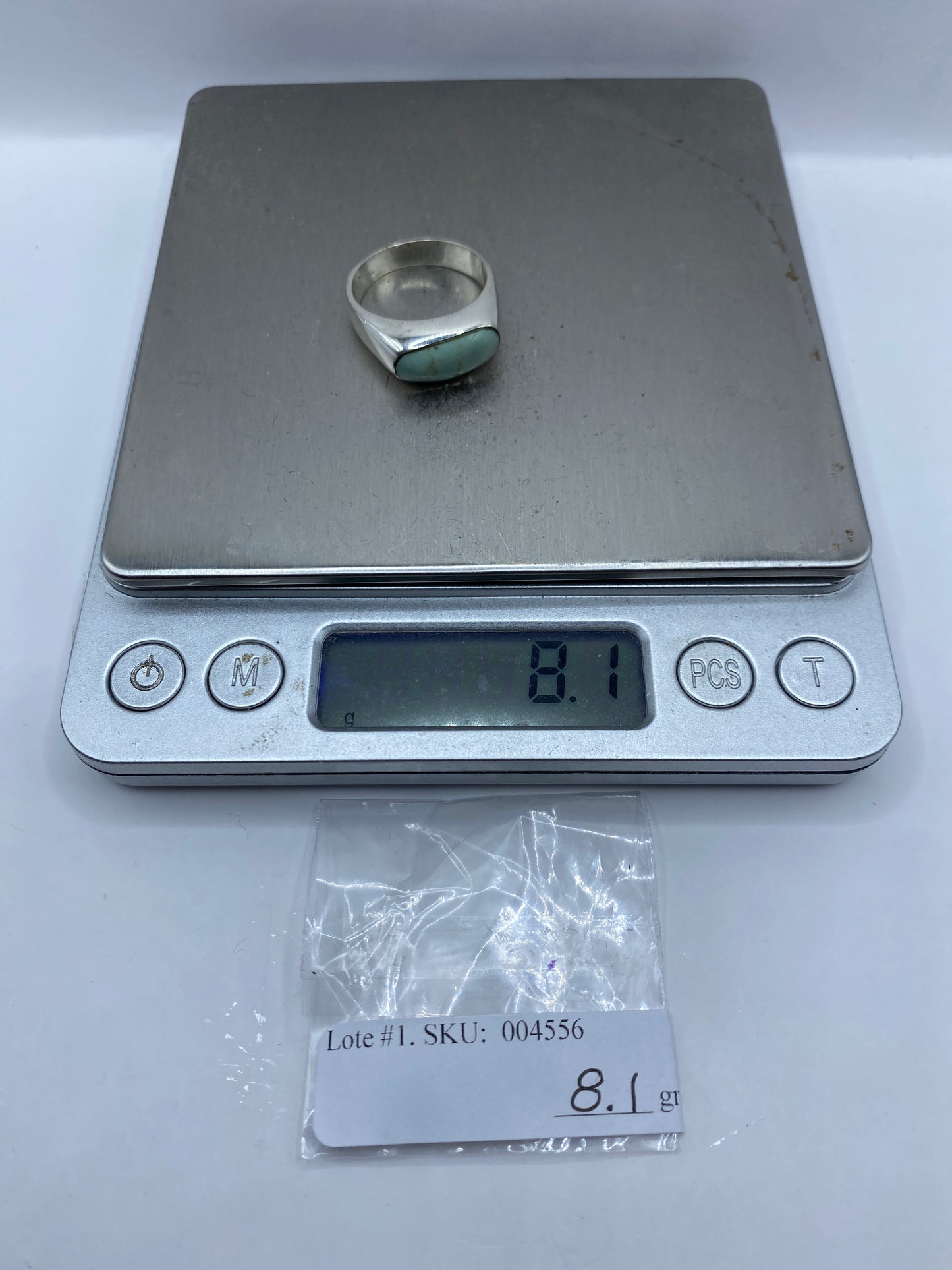 Anillo de Plata con Turquesa Azul Cielo — Taxco .925 — foto 6
