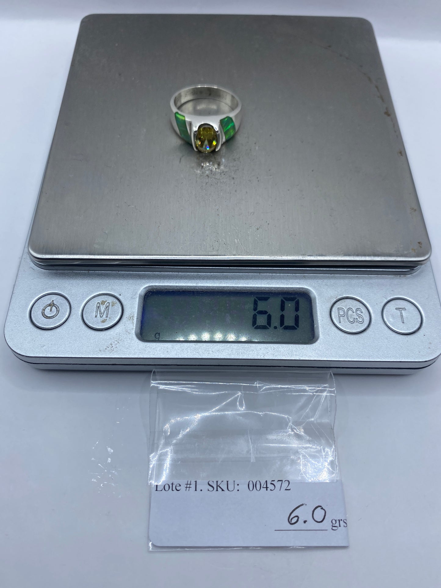 Anillo Opalo de Fuego Verde Limón — Plata .950 Taxco — foto 6