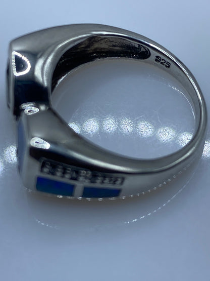 Anillo Plata Ópalo de Fuego Azul — Taxco .925 — foto 5