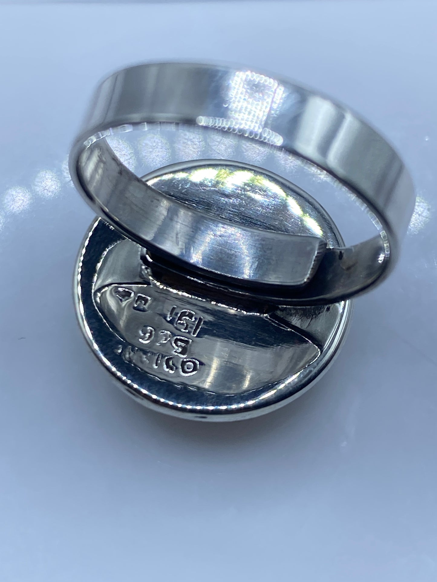 Anillo de Plata con Turquesa Azul Cielo — Ajustable Taxco — foto 5