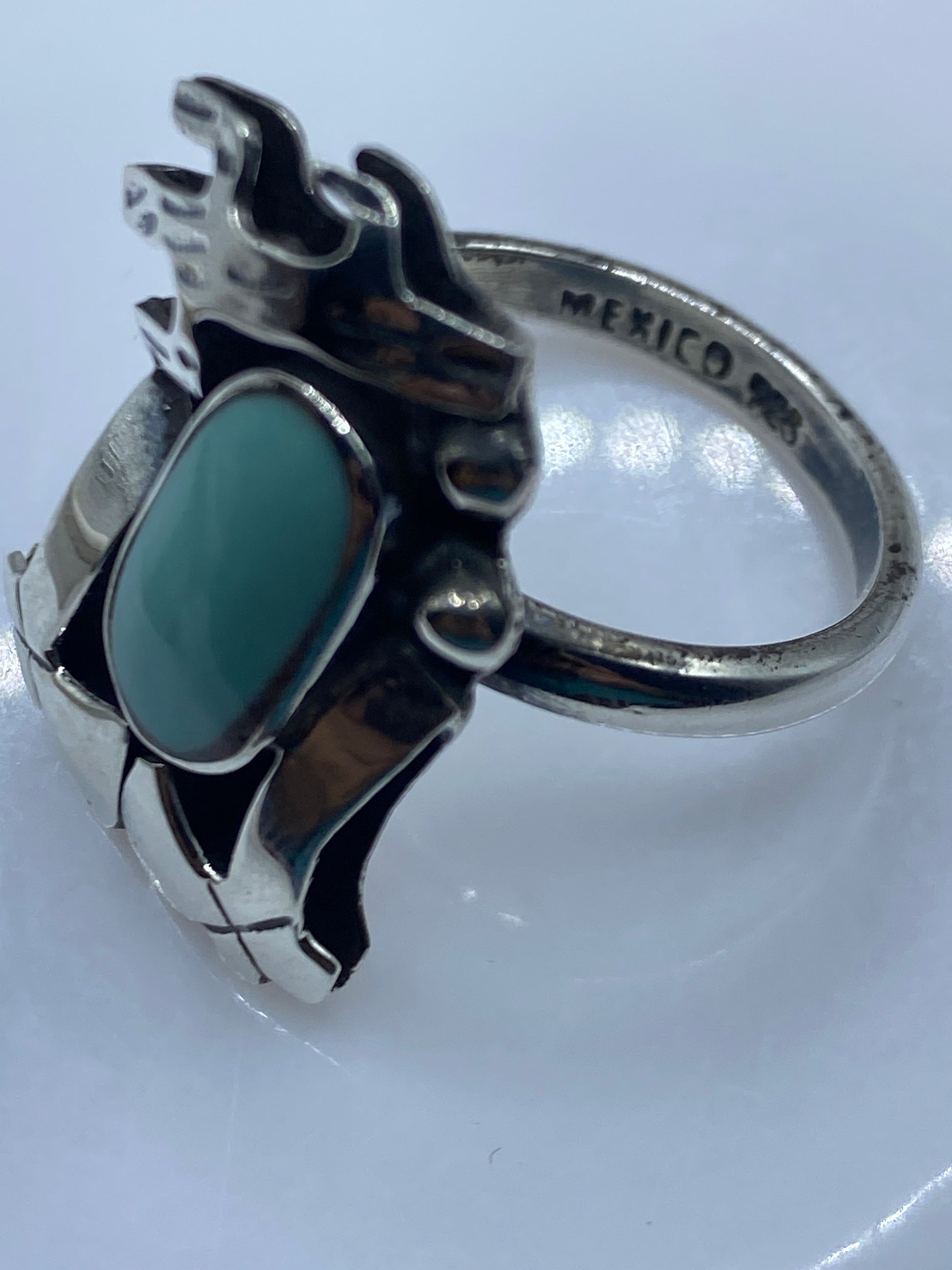 Anillo de Plata Prehispánico con Turquesa Ajustable — foto 5