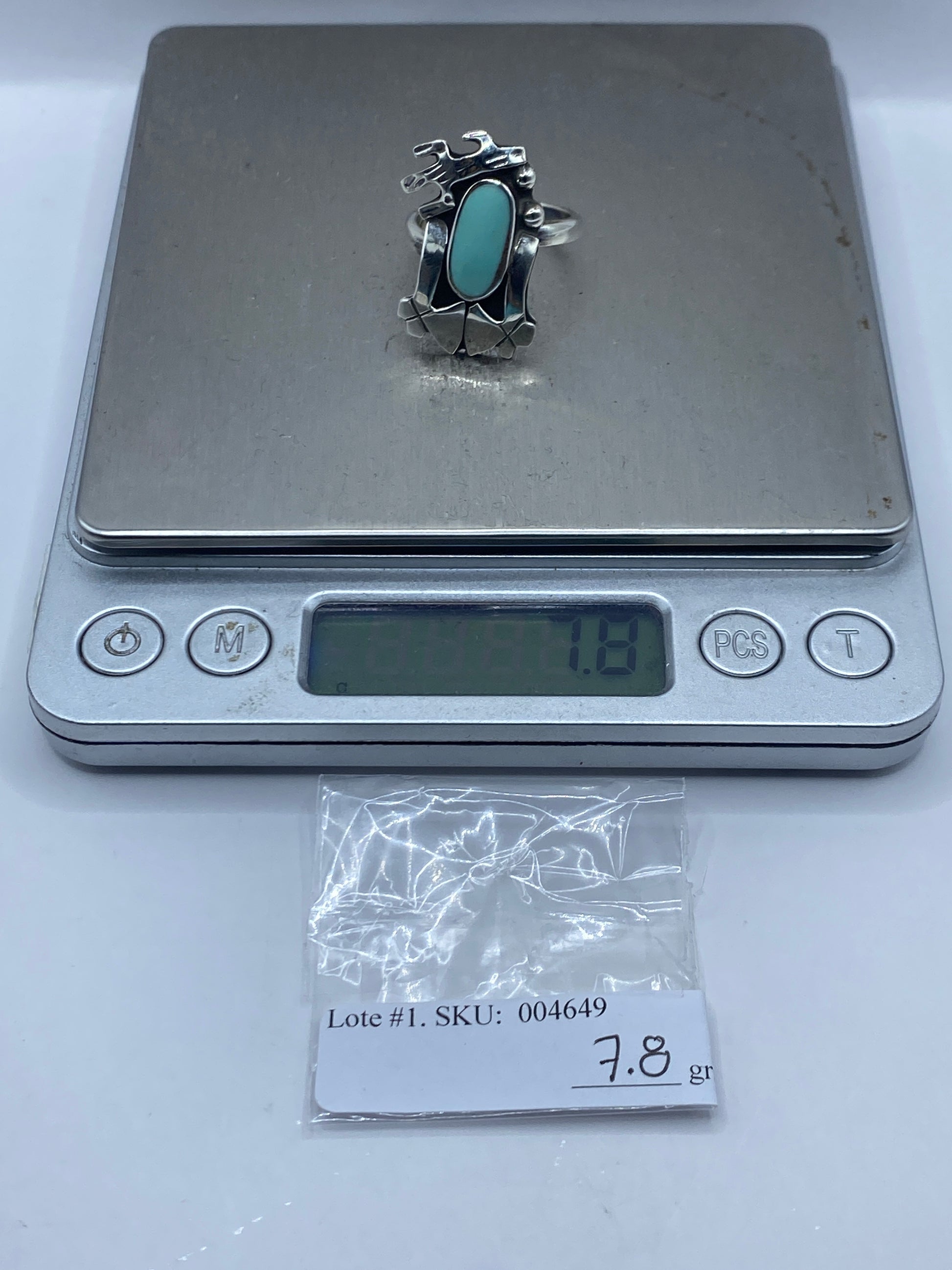 Anillo de Plata Prehispánico con Turquesa Ajustable — foto 6