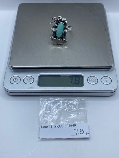 Anillo de Plata Prehispánico con Turquesa Ajustable — foto 6