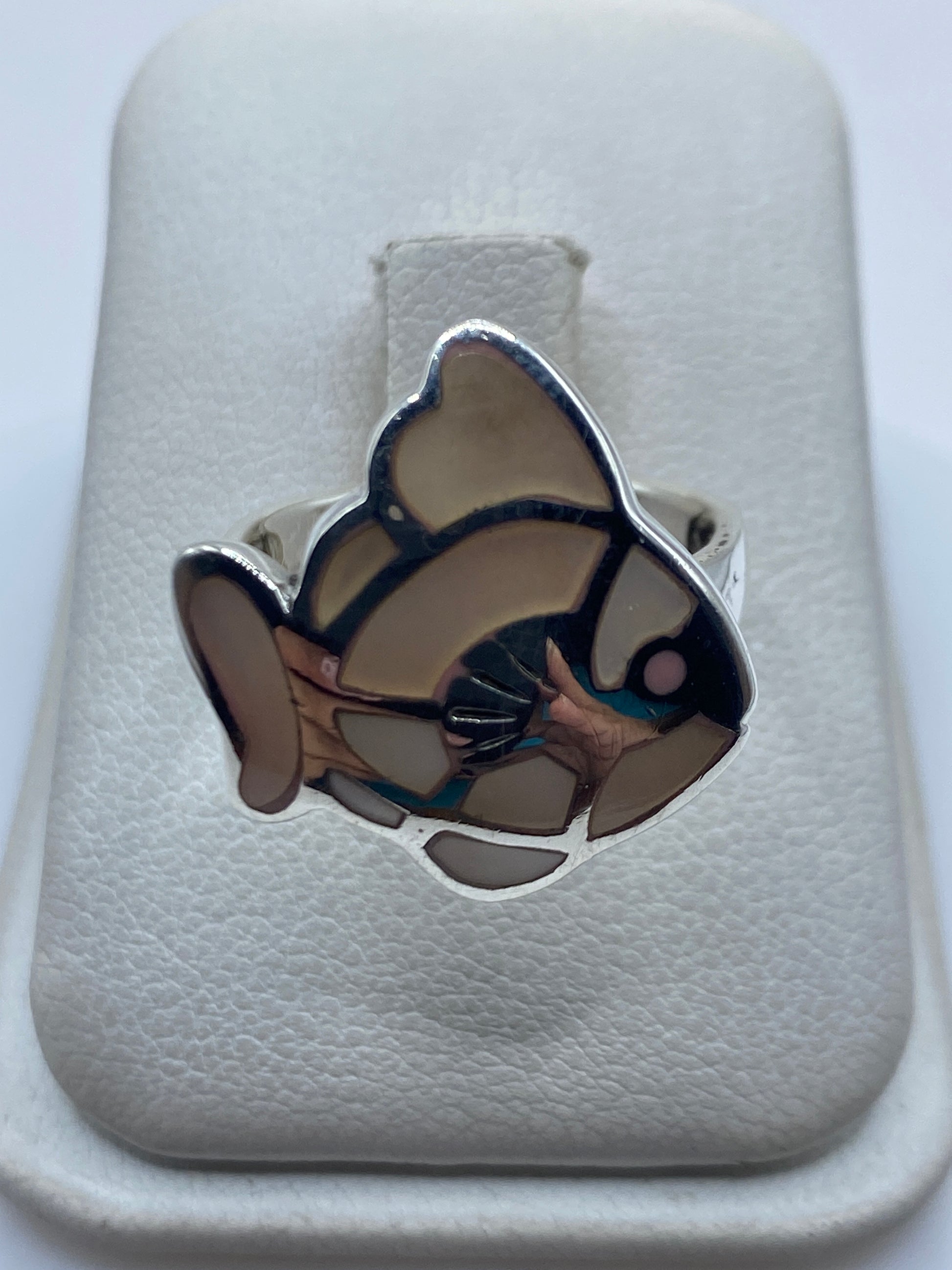 Anillo de plata .925 con piedra incrustada hecha a mano en Taxco