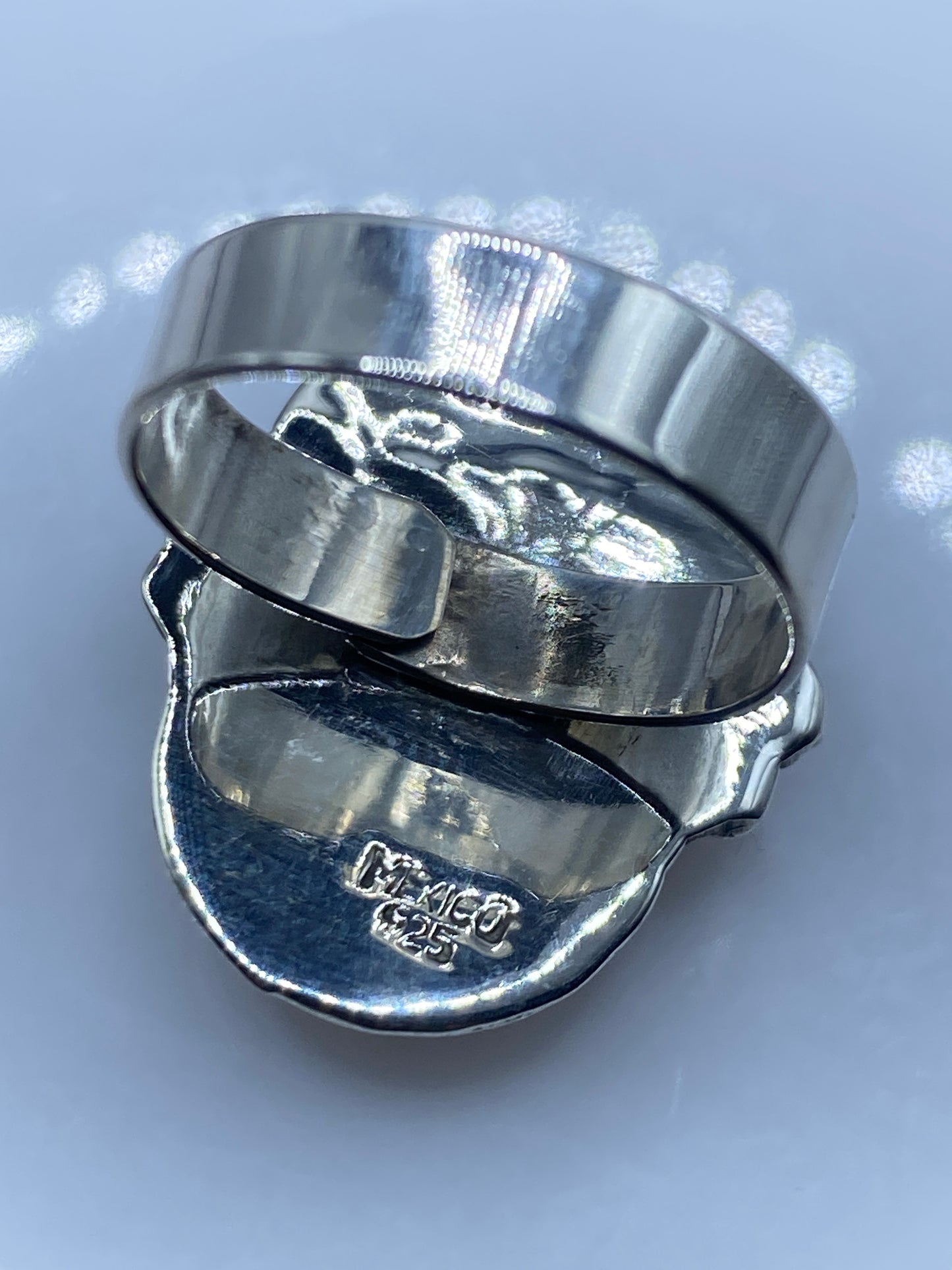 Anillo de Plata Ajustable con Coral Rojo — Taxco .925 — foto 5