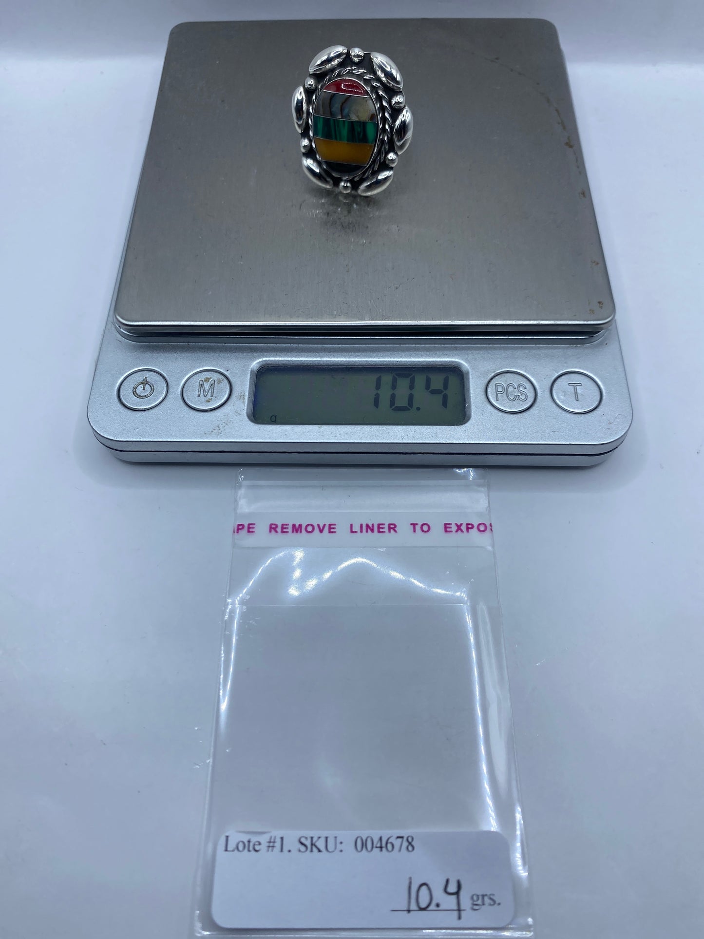 Anillo de Plata .925 con Malaquita Verde — Ajustable Taxco — foto 6