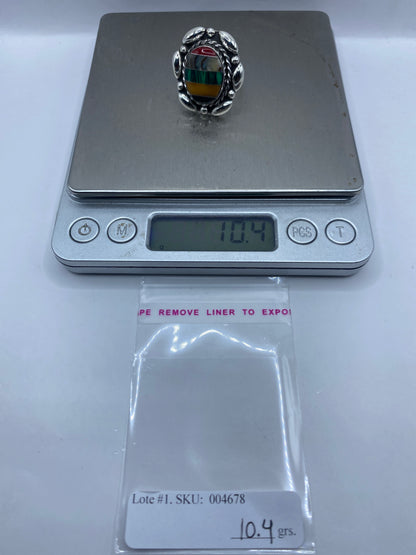 Anillo de Plata .925 con Malaquita Verde — Ajustable Taxco — foto 6