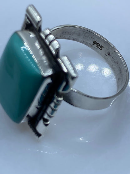 Anillo Ajustable Plata Turquesa Azul Cielo — Taxco .925 — foto 5
