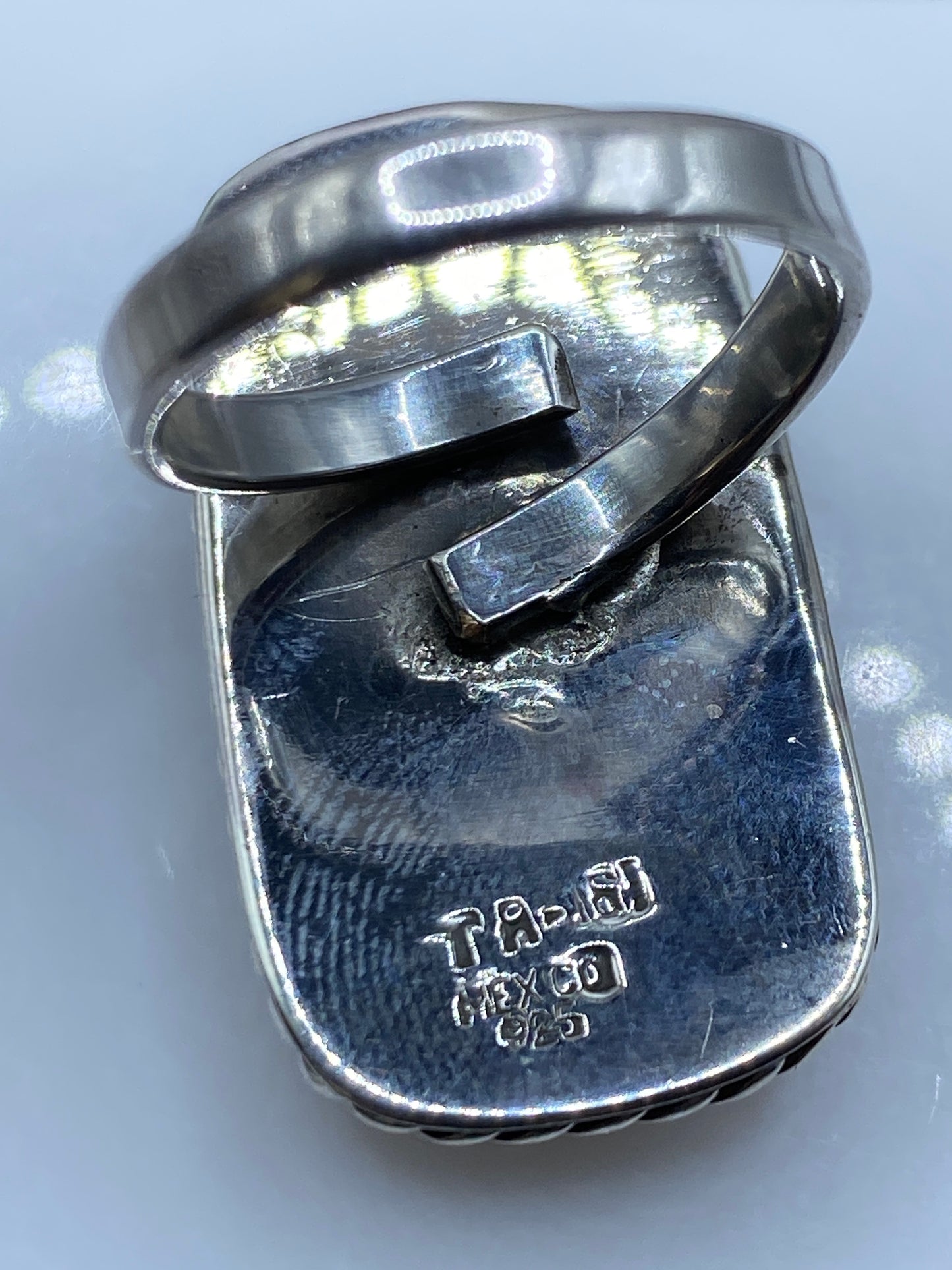 Anillo de Plata Ajustable con Coral Rojo — Taxco .925 — foto 5
