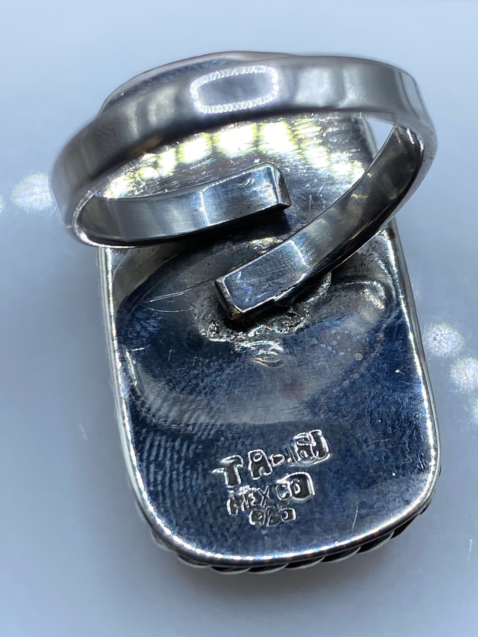 Anillo de Plata Ajustable con Coral Rojo — Taxco .925 — foto 5