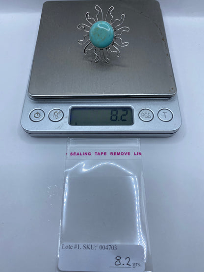 Anillo Solar Turquesa Azul Cielo — Plata .925 Taxco — foto 6