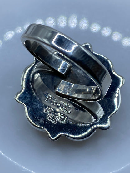 Anillo Floral Ajustable con Piedra Verde — Plata .925 Taxco — foto 5