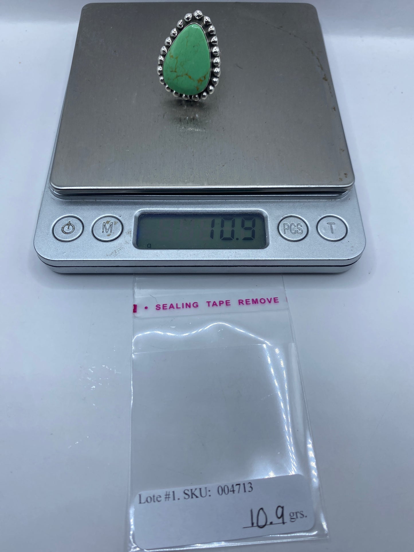Anillo de Plata Ajustable con Piedra Verde — Taxco .925 — foto 6