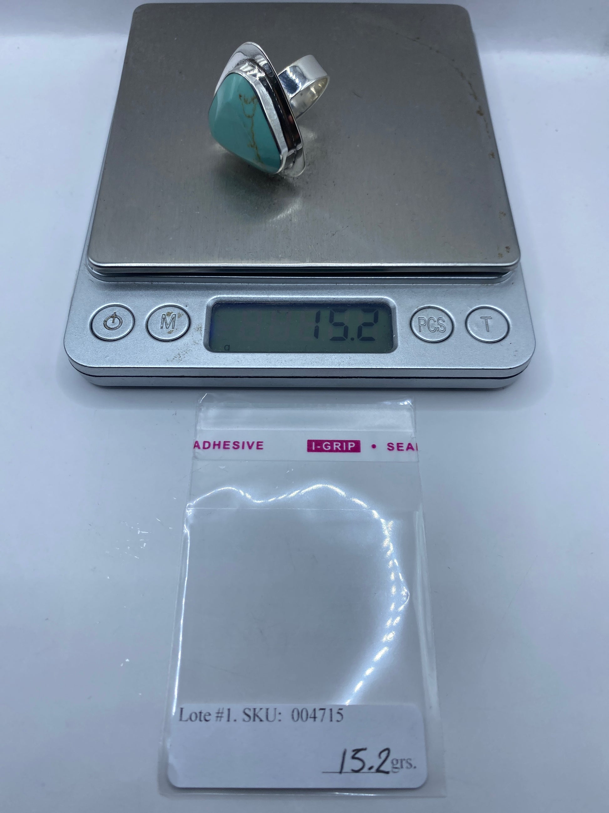 Anillo de Plata Ajustable con Turquesa Azul Cielo — Taxco .950 — foto 6