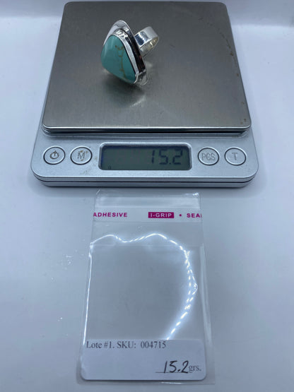 Anillo de Plata Ajustable con Turquesa Azul Cielo — Taxco .950 — foto 6