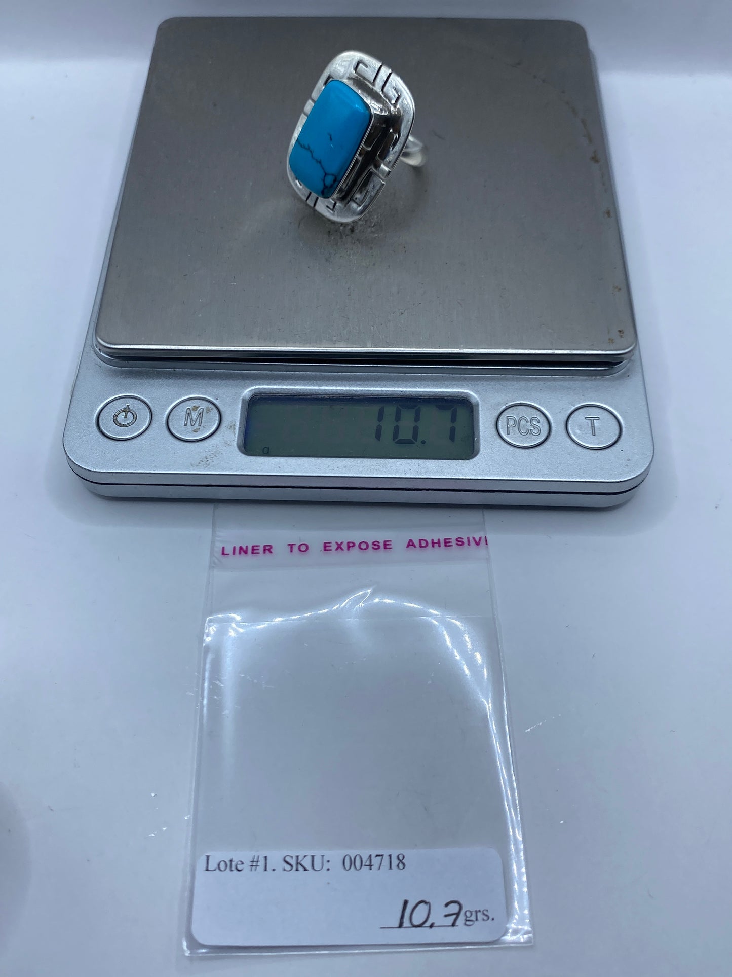 Anillo de Plata Ajustable con Turquesa Azul Cielo — foto 5