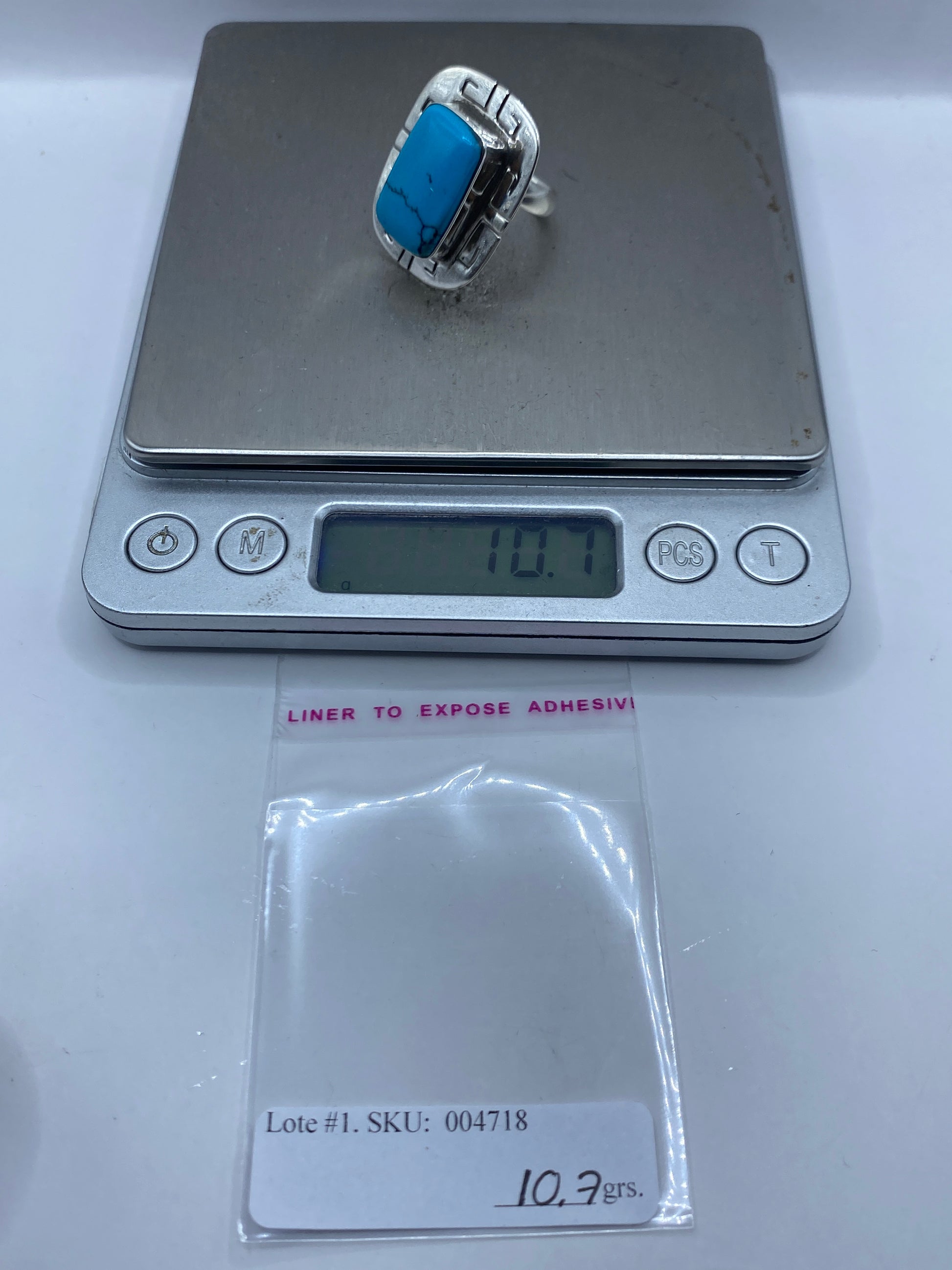 Anillo de Plata Ajustable con Turquesa Azul Cielo — foto 5