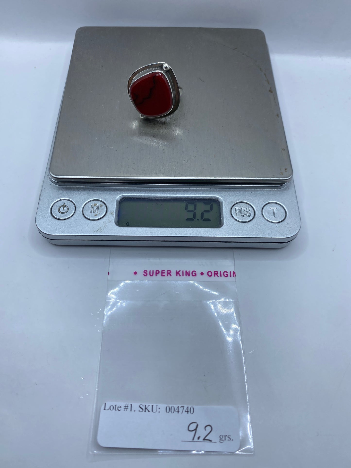 Anillo Ajustable Plata Coral Rojo — Taxco .925 — foto 6