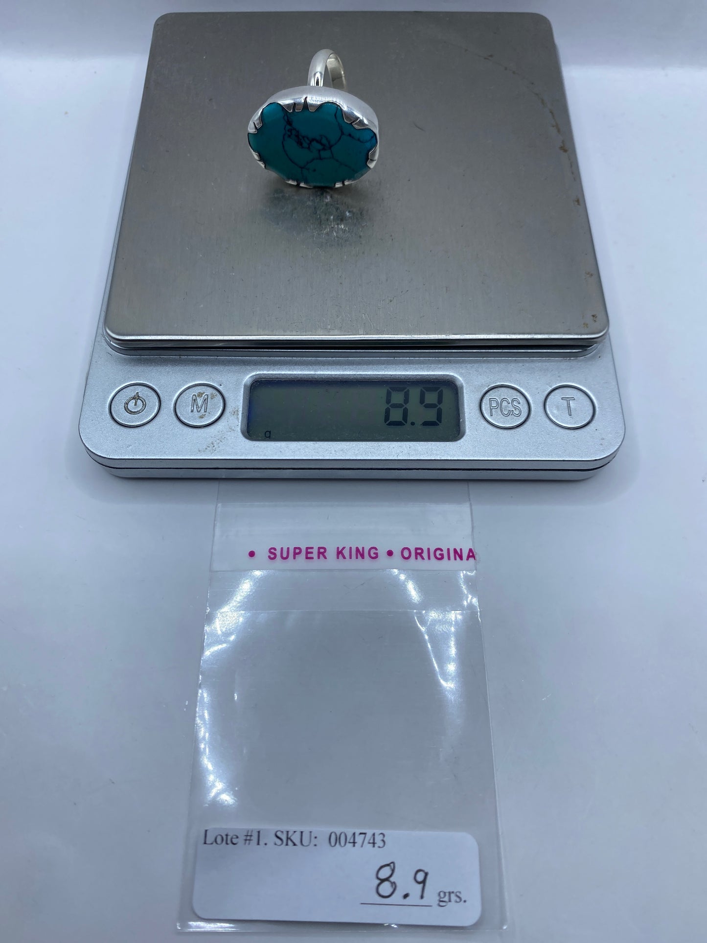 Anillo de Plata con Turquesa Azul Cielo — Taxco .925 — foto 6