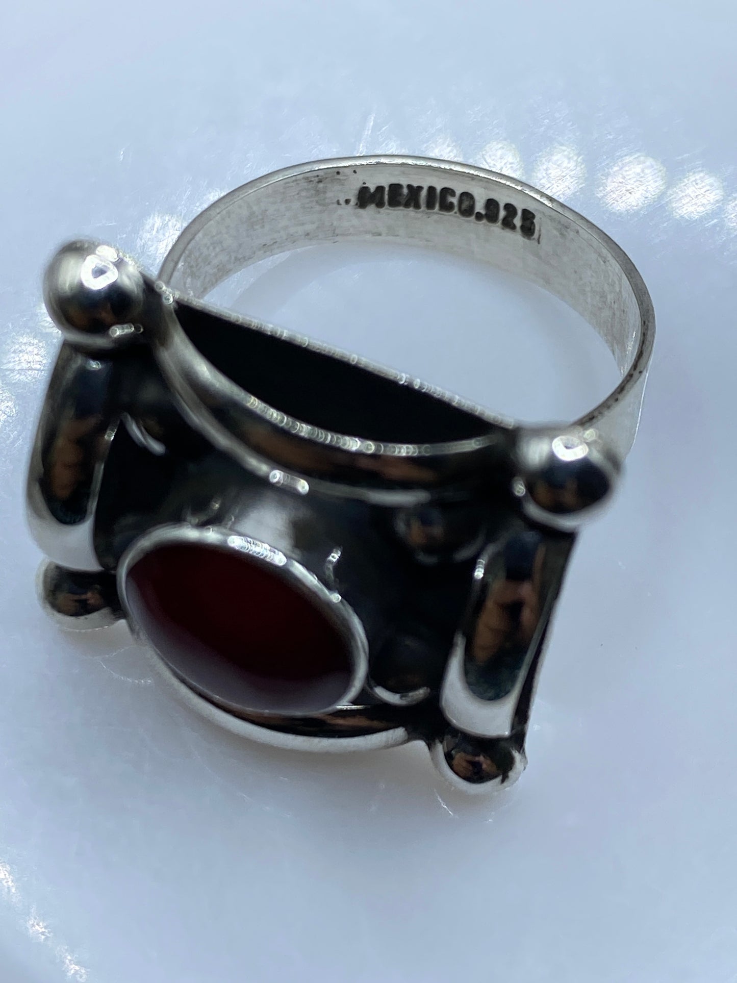 Anillo Ajustable de Plata con Coral Rojo — Taxco .925 — foto 5
