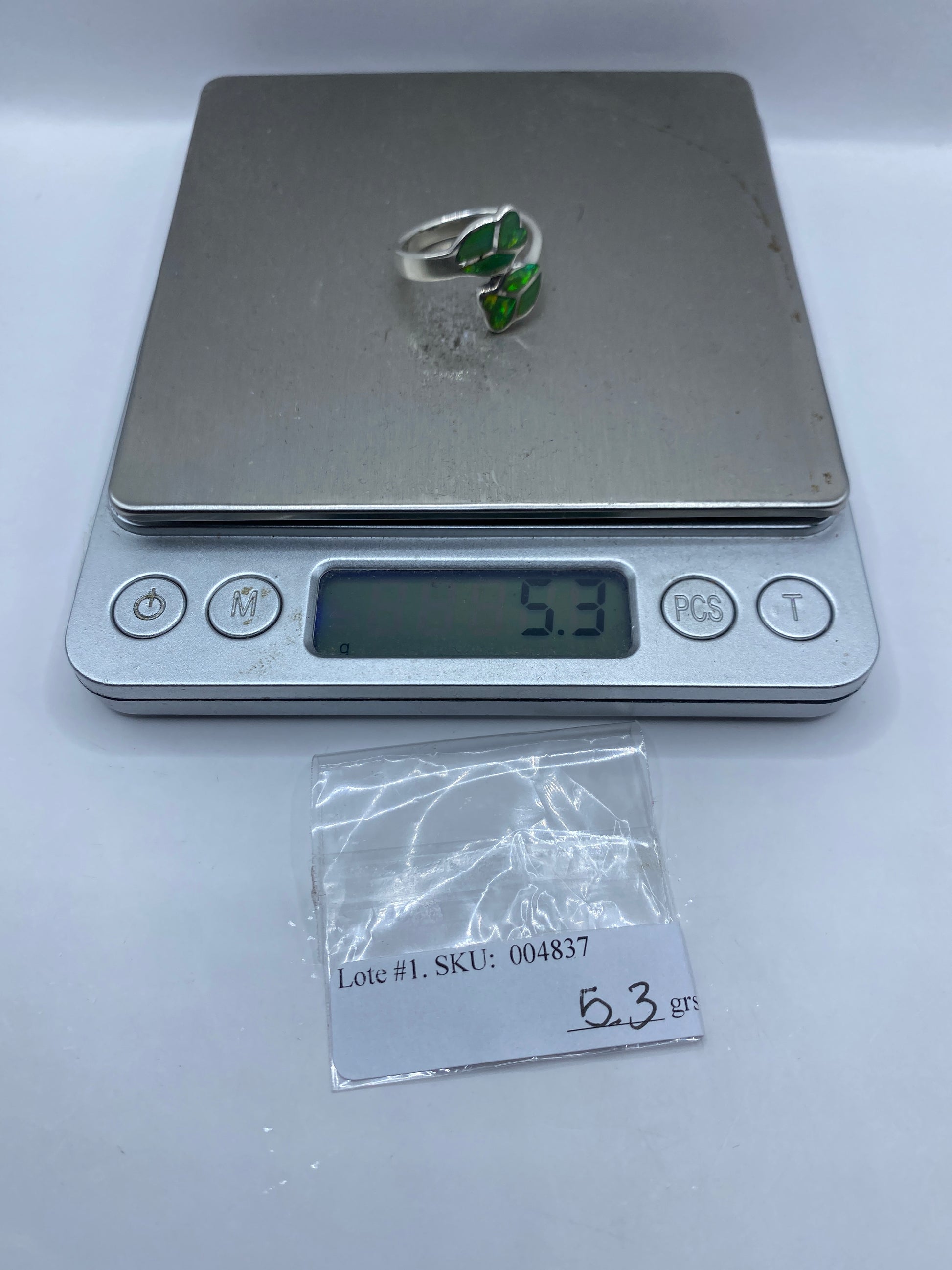 Anillo de Plata Ópalo de Fuego Verde — Taxco .950 — foto 6