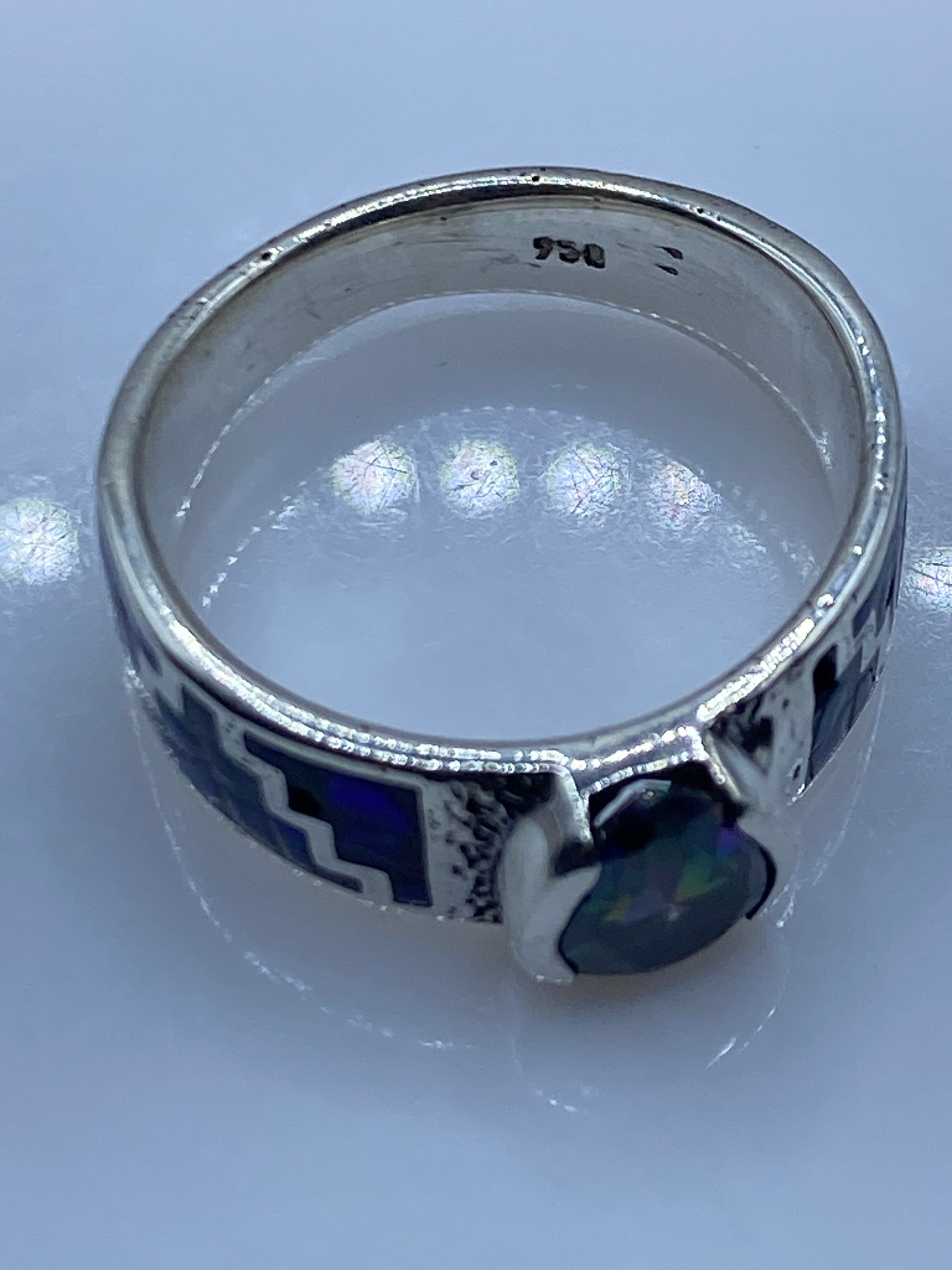 Anillo de Plata .950 con Ópalo de Fuego Azul — Taxco — foto 5