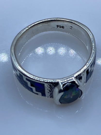 Anillo de Plata .950 con Ópalo de Fuego Azul — Taxco — foto 5