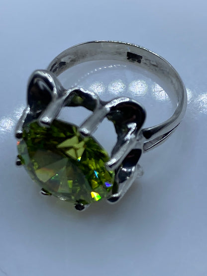 Anillo Solitario Plata con Circonia Verde Olivo — foto 5