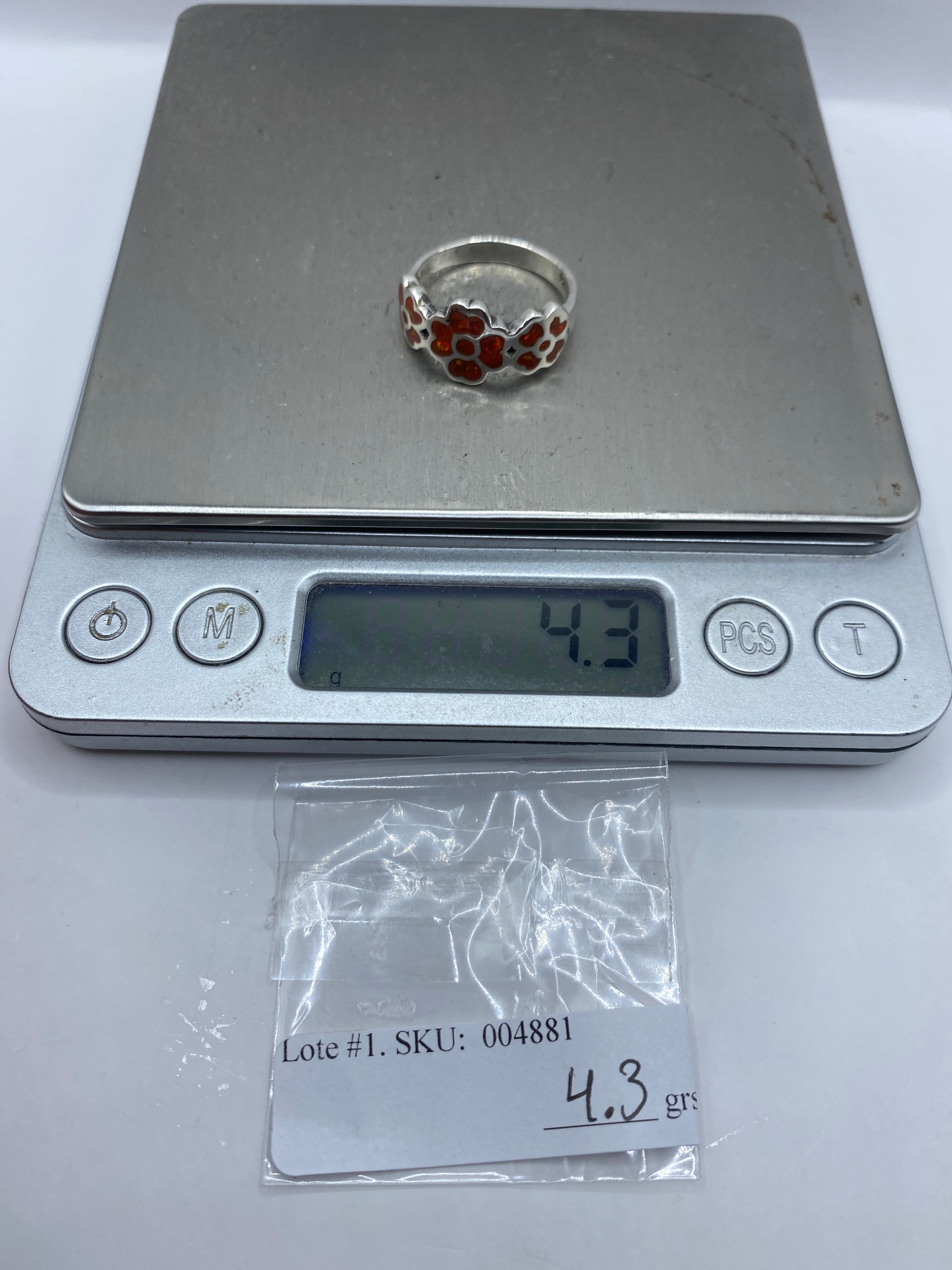 Anillo de Plata con Ópalo de Fuego Naranja — Taxco .925 — foto 6