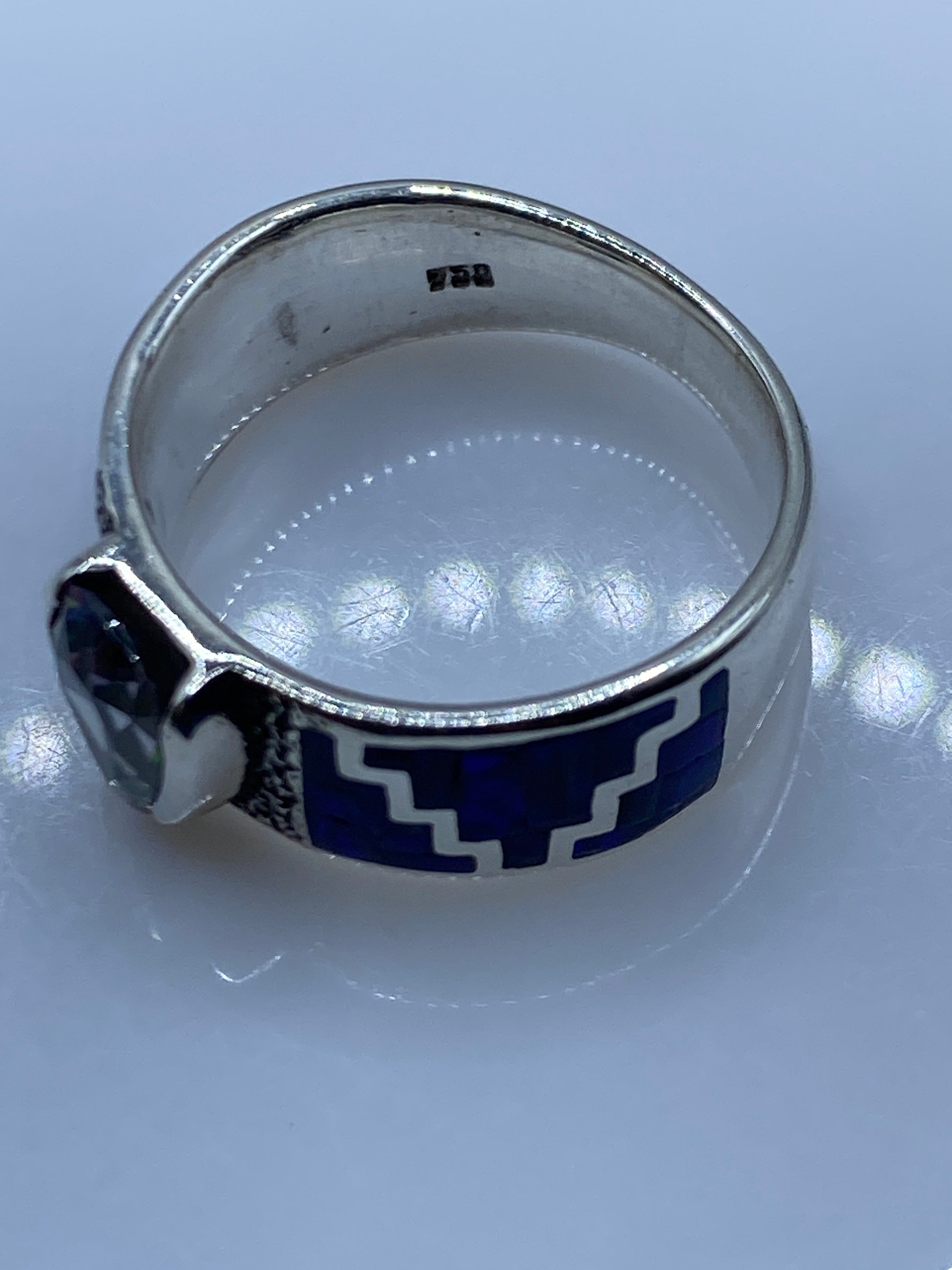 Anillo de Plata Ópalo de Fuego Azul — Taxco .950 — foto 5