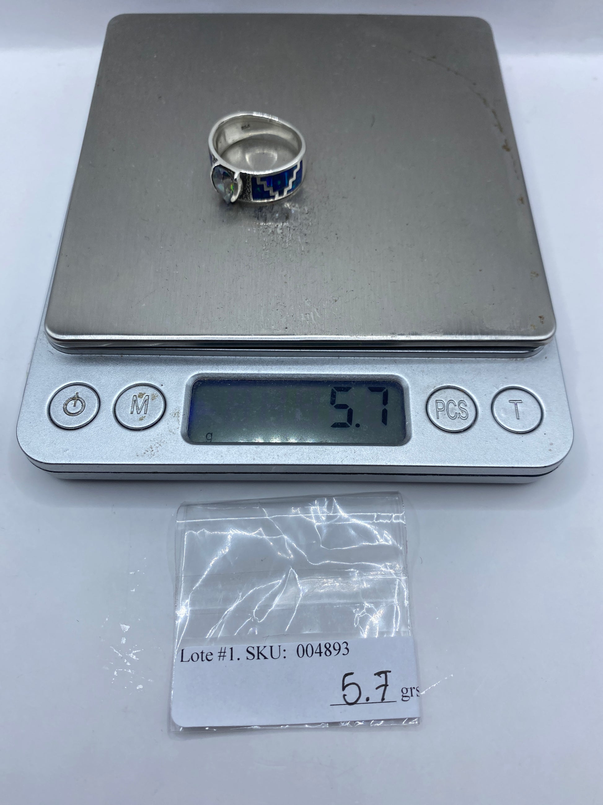 Anillo de Plata Ópalo de Fuego Azul — Taxco .950 — foto 6