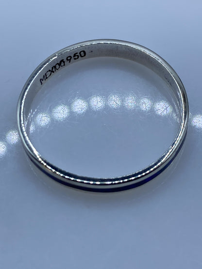 Anillo de Plata .950 con Ópalo de Fuego Azul — Unisex — foto 5