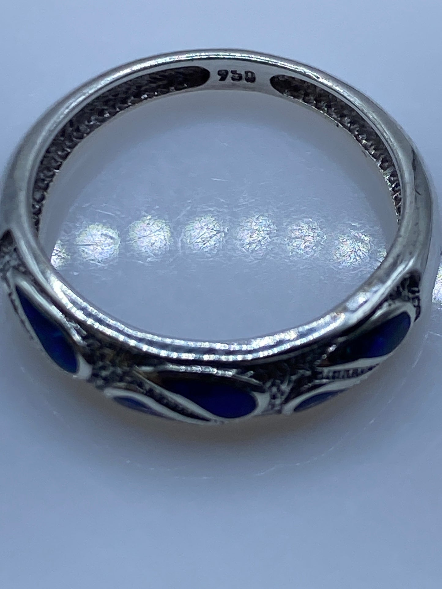Anillo de Plata .950 con Ópalo de Fuego Azul — Taxco — foto 5
