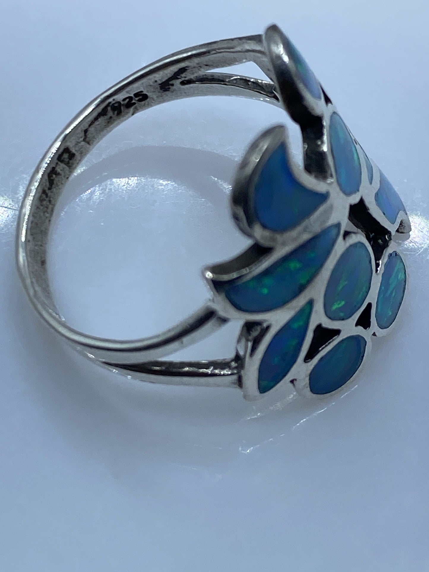 Anillo de Plata Ópalo de Fuego Azul — Taxco .925 — foto 5
