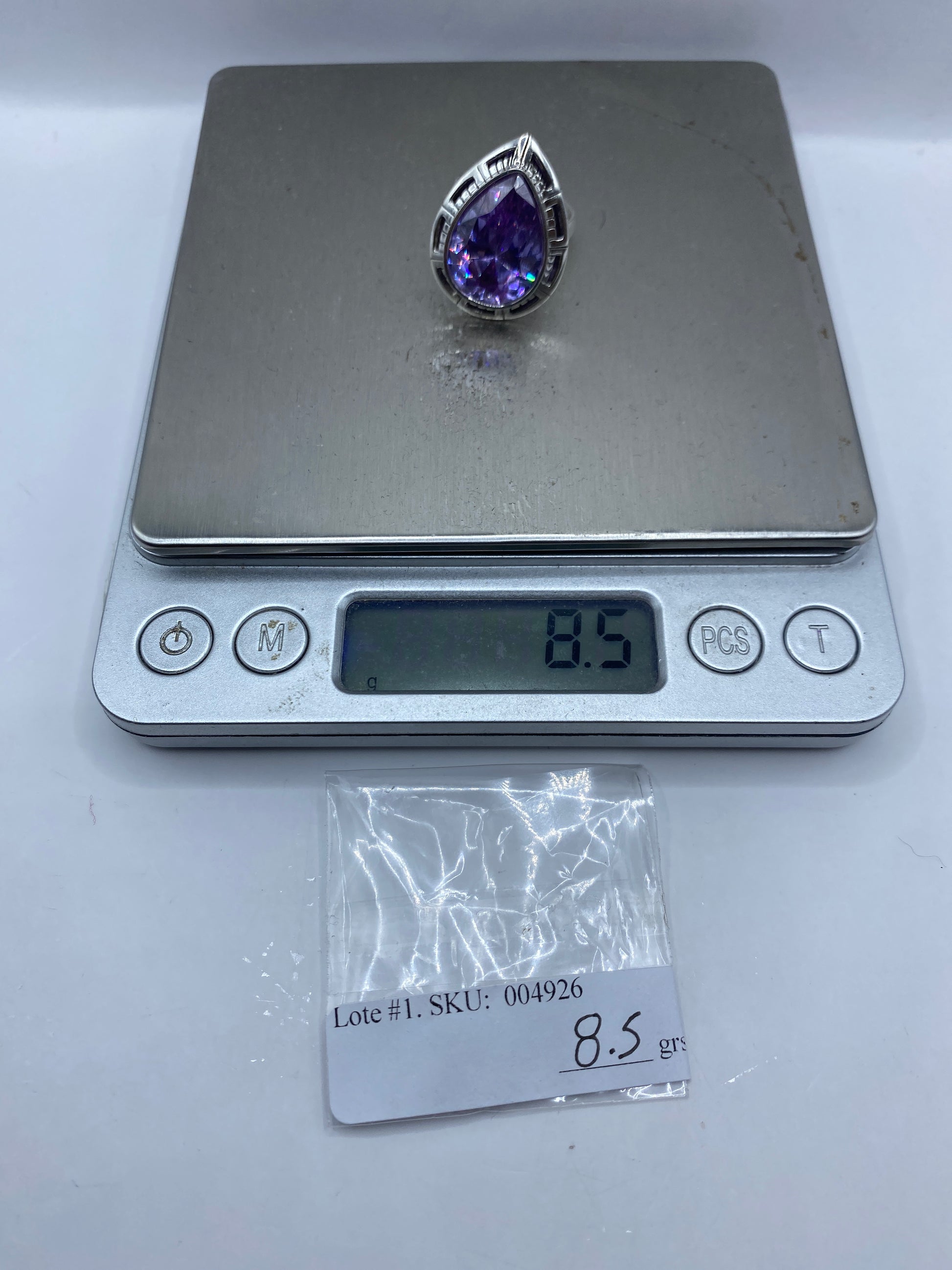 Anillo de Plata Circonia Lavanda Ajustable — Taxco .925 — foto 6