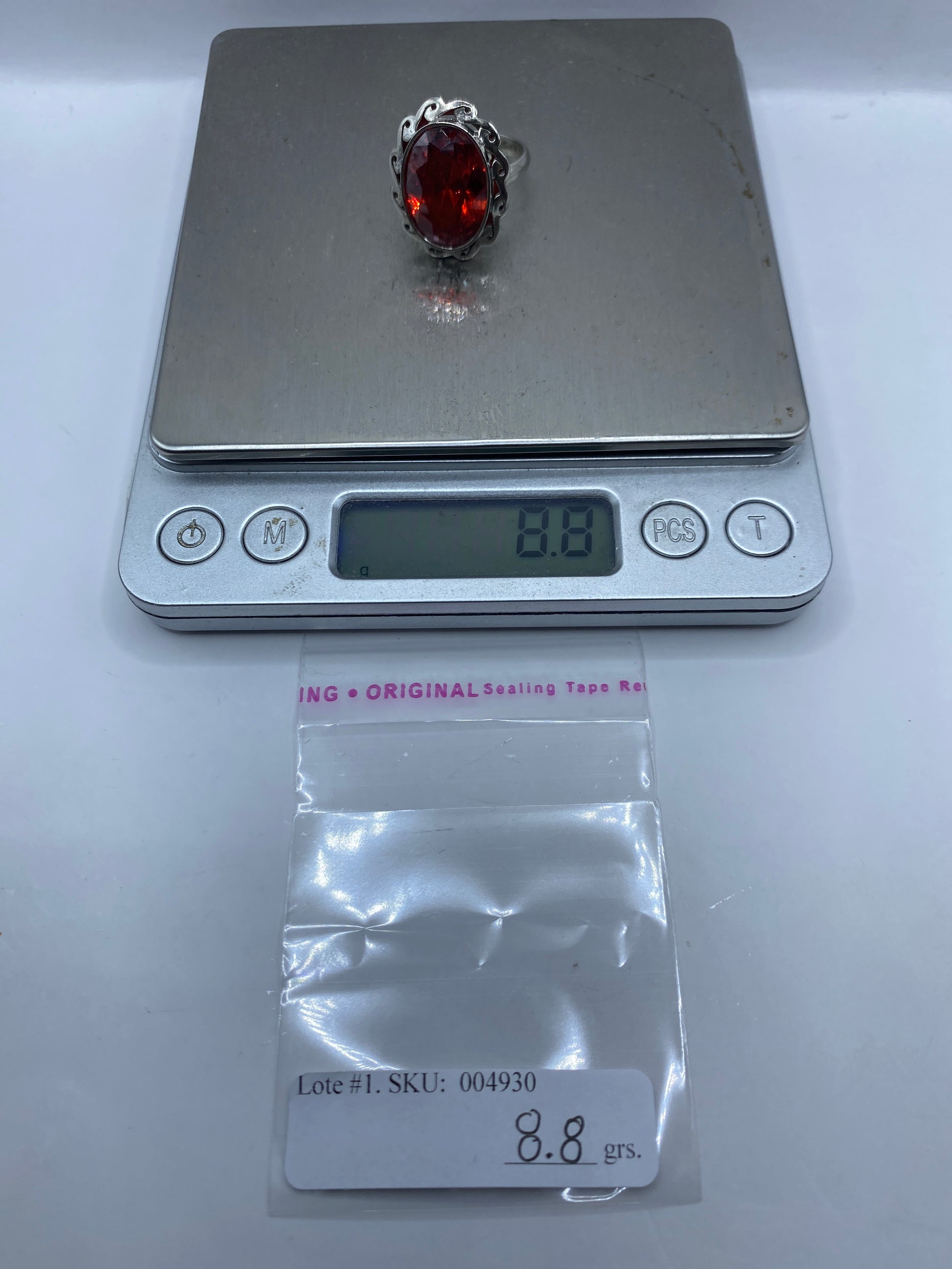 Anillo de Plata Ajustable con Circonia Roja — Taxco .925 — foto 6