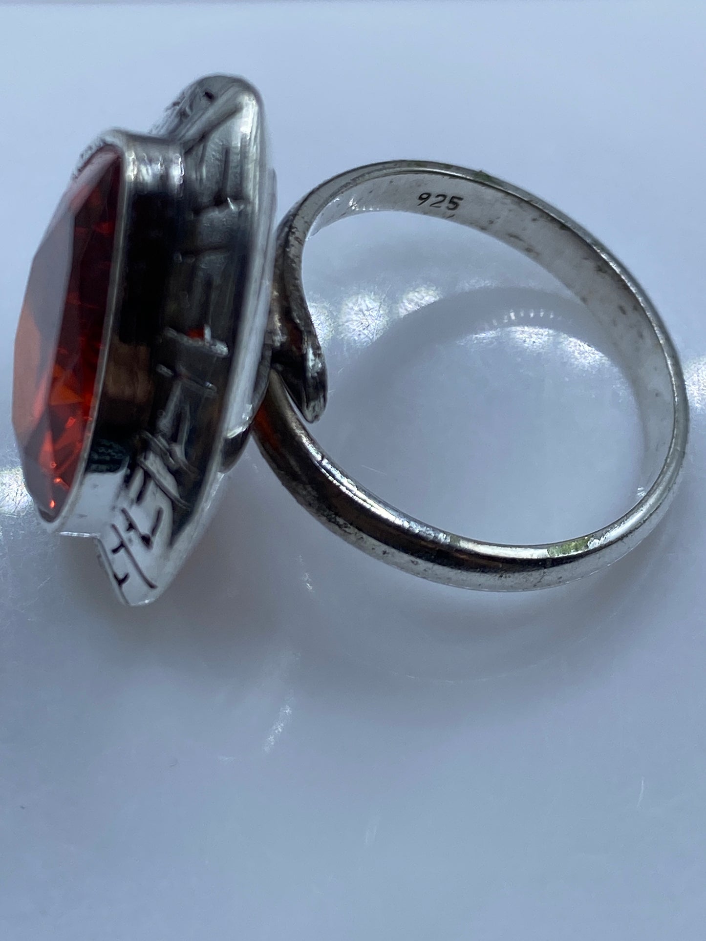 Anillo Plata Circonia Roja Ajustable — Taxco .925 — foto 5