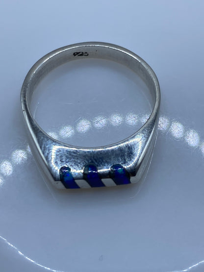 Anillo de Plata con Ópalo de Fuego Azul — Taxco .925 — foto 5